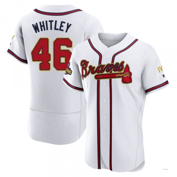 Atlanta Braves #46 Chase Whitley Gold White 2022 Program Jersey Stitches Baseball Jerseys