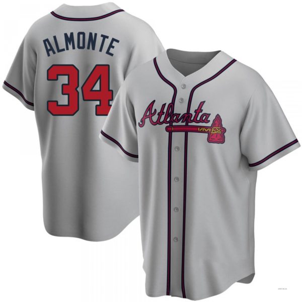 Atlanta Braves #34 Abuonem Almonte Gray Road Jersey Stitches Baseball Jerseys