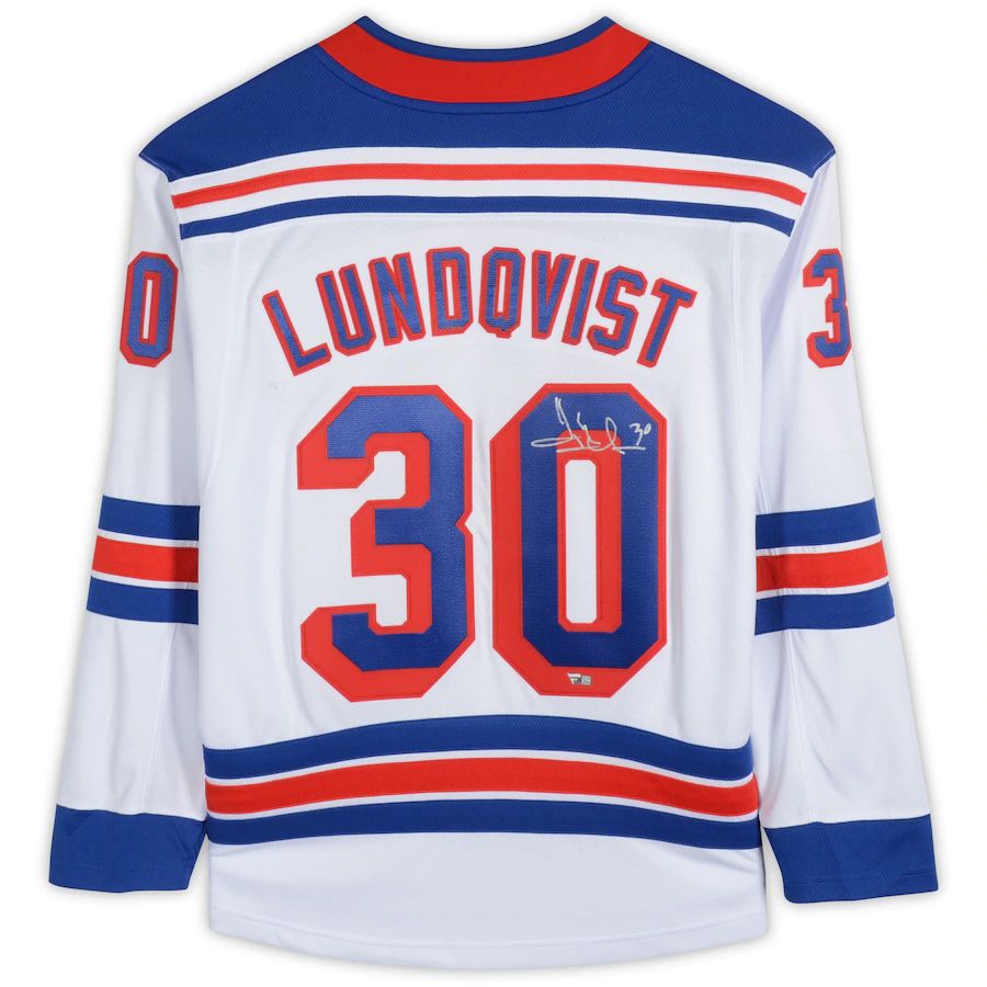 NY.Rangers #30 Henrik Lundqvist Fanatics Authentic Autographed  Breakaway Jersey White Stitched American Hockey Jerseys