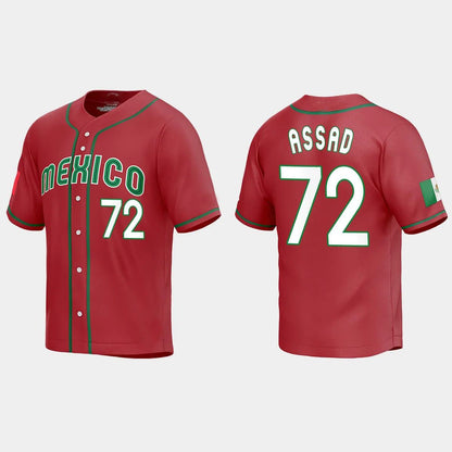 #72 JAVIER ASSAD MEXICO BASEBALL 2023 WORLD BASEBALL CLASSIC REPLICA JERSEY ¨C RED Stitches Baseball Jerseys