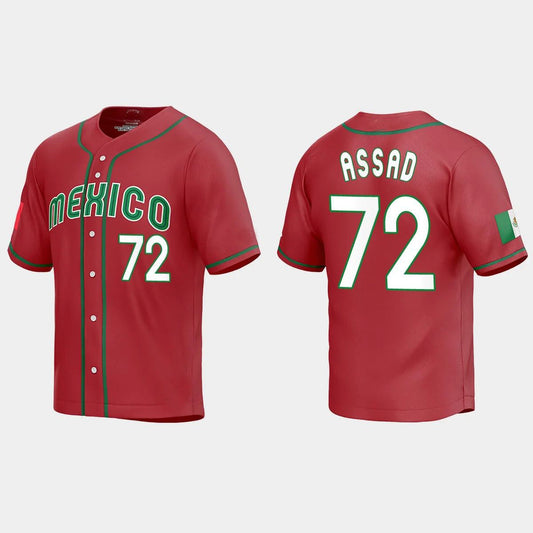 #72 JAVIER ASSAD MEXICO BASEBALL 2023 WORLD BASEBALL CLASSIC REPLICA JERSEY ¨C RED Stitches Baseball Jerseys