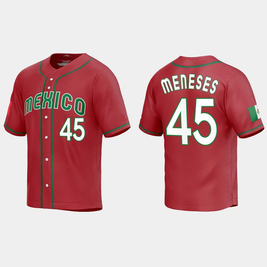 #45 JOEY MENESES MEXICO BASEBALL 2023 WORLD BASEBALL CLASSIC REPLICA JERSEY ¨C RED Stitches Baseball Jerseys