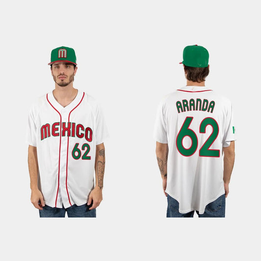 #62 JONATHAN ARANDA MEXICO BASEBALL 2023 WORLD BASEBALL CLASSIC JERSEY ¨C WHITE Stitches Baseball Jerseys