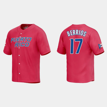 #17 JOSE BERRIOS PUERTO RICO BASEBALL 2023 WORLD BASEBALL CLASSIC JERSEY ¨C RED Stitches Baseball Jerseys