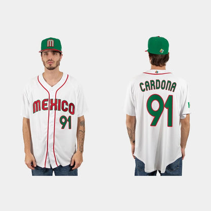 #91 JOSE CARDONA MEXICO BASEBALL 2023 WORLD BASEBALL CLASSIC JERSEY ¨C WHITE Stitches Baseball Jerseys