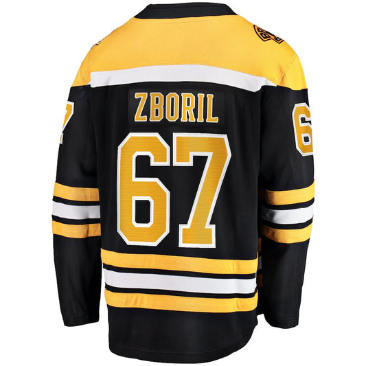 B.Bruins #67 Jakub Zboril Fanatics Branded Home Breakaway Player Jersey Black Stitched American Hockey Jerseys