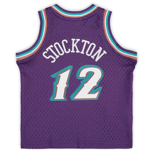 U.Jazz #12 John Stockton Mitchell & Ness Infant 1996-97 Hardwood Classics Retired Player Jersey Purple Stitched American Basketball Jersey