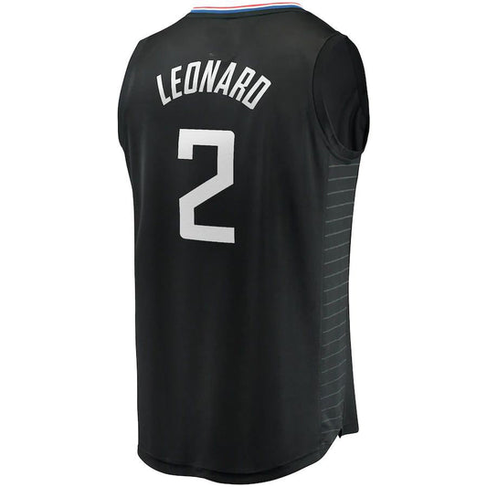 LA.Clippers #2 Kawhi Leonard Fanatics Branded 2020-21 Fast Break Player Jersey  Black Statement Edition Stitched American Basketball Jersey
