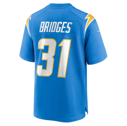 LA.Chargers #31 Trikweze Bridges Powder Blue Team Game Stitched American Football Jerseys