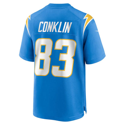 LA.Chargers #83 Tyler Conklin Powder Blue Team Game Stitched American Football Jerseys