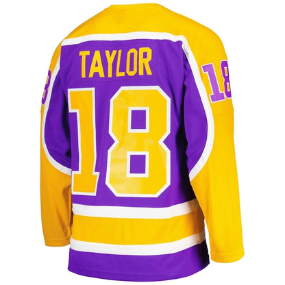 LA.Kings #18 Dave Taylor Mitchell & Ness 1980-81 Blue Line Player Jersey - Purple Stitched American Hockey Jerseys