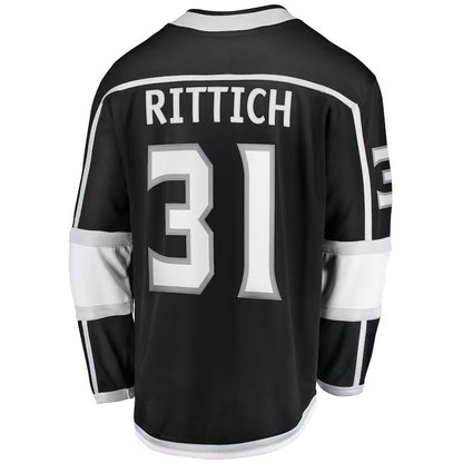 LA.Kings #31 David Rittich Fanatics Home Premier Breakaway Player Jersey - Black Stitched American Hockey Jerseys