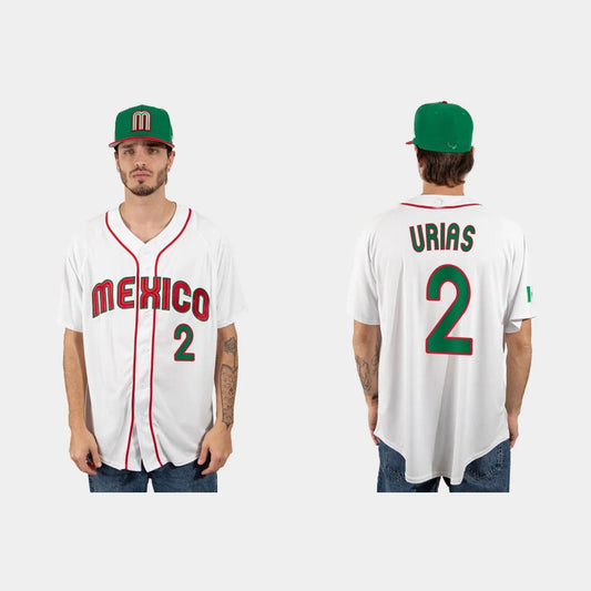 #2 LUIS URIAS MEXICO BASEBALL 2023 WORLD BASEBALL CLASSIC JERSEY ¨C WHITE Stitches Baseball Jerseys