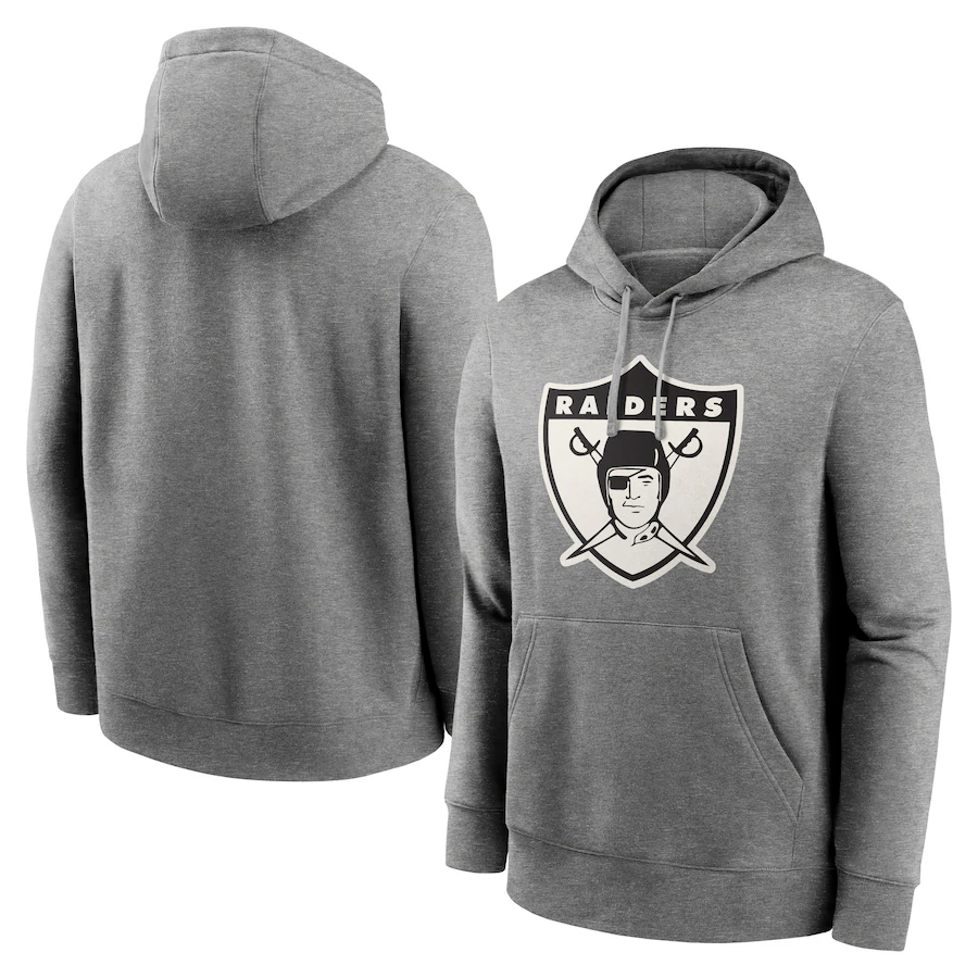 LV.Raiders Heather Gray Primary Logo Long Sleeve Hoodie T-Shirt Jerseys