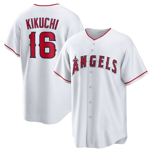 Los Angeles Angels #16 Yusei Kikuchi Home Replica Jersey - White Stitched Baseball Jersey