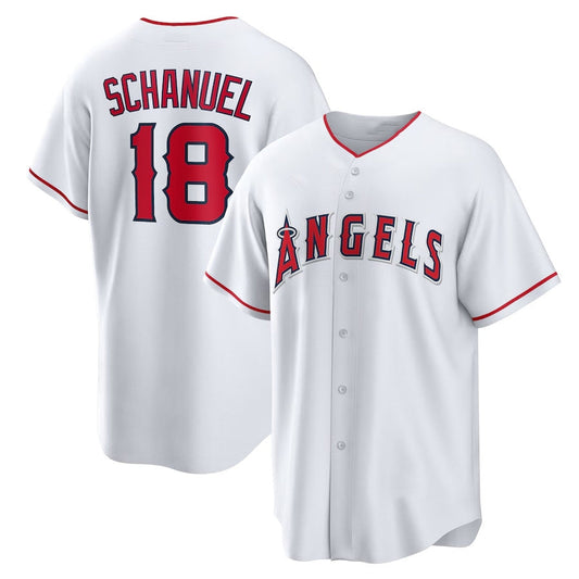 Los Angeles Angels #18 Nolan Schanuel Home Replica Jersey - White Stitched Baseball Jersey