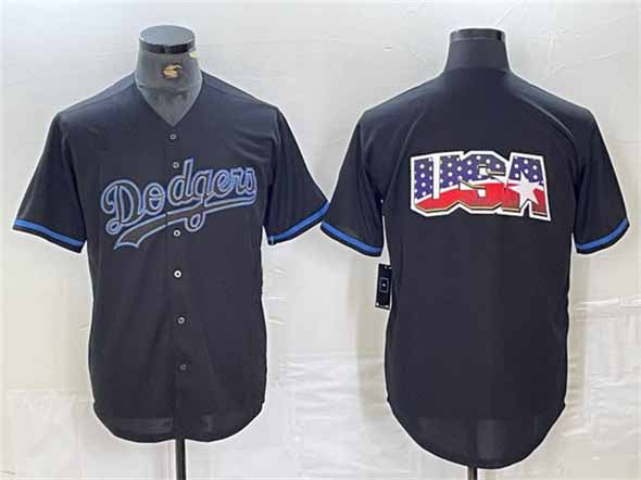 Los Angeles Dodgers Team Big Logo Black Fashion Stitched Baseball Jerseys