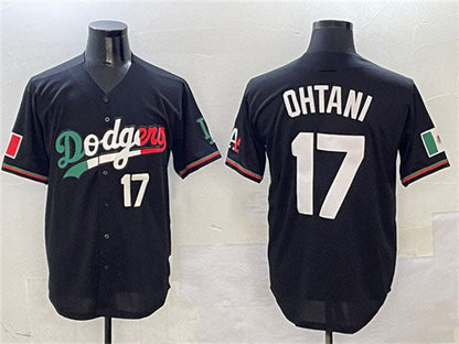 Los Angeles Dodgers #17 Shohei Ohtani Black Mexico Flag Limited Stitched Baseball Jersey