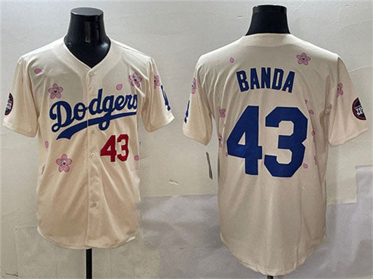 Los Angeles Dodgers #43 Anthony Banda Cream 2025 Tokyo Series Limited Stitched Baseball Jersey