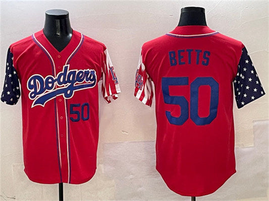 Los Angeles Dodgers #50 Mookie Betts Red Limited Stitched Baseball Jersey