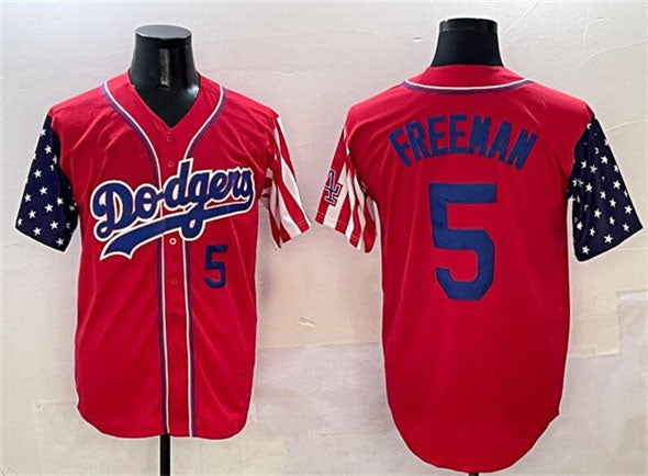 Los Angeles Dodgers #5 Freddie Freeman Red Limited Stitched Baseball Jersey