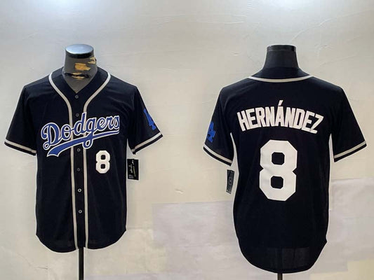 Los Angeles Dodgers #8 Enrique Hern¨¢ndez Black Cool Base Stitched Baseball Jersey