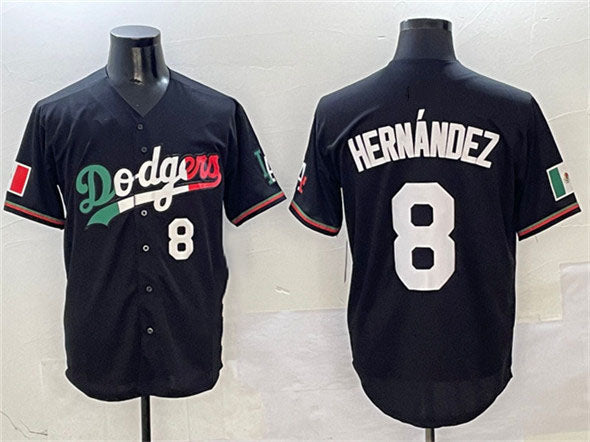 Los Angeles Dodgers #8 Enrique Hernandez Black Mexico Flag Limited Stitched Baseball Jersey
