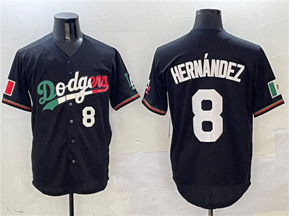 Los Angeles Dodgers #8 Enrique Hernandez Black Mexico Flag Limited Stitched Baseball Jersey