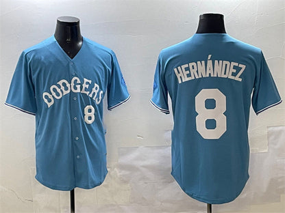 Los Angeles Dodgers #8 Enrique Hern¨¢ndez Light Blue Limited Stitched Baseball Jersey