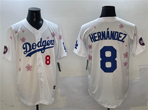 Los Angeles Dodgers #8 Enrique Hern¨¢ndez White 2025 Tokyo Series Limited Stitched Baseball Jersey