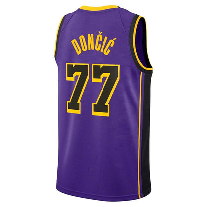 LA.Lakers #77 Luka Don?i? Statement Edition Swingman Jersey - Purple Stitched American Basketball Jersey