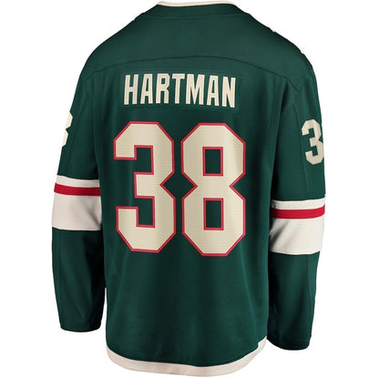 M.Wild #38 Ryan Hartman Fanatics Home Breakaway Player Jersey - Green Stitched American Hockey Jerseys