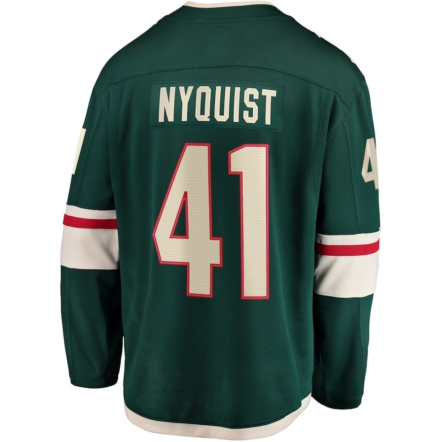 M.Wild #41 Gustav Nyquist Fanatics Home Breakaway Jersey - Green Stitched American Hockey Jerseys