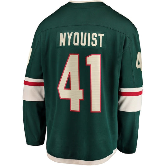 M.Wild #41 Gustav Nyquist Fanatics Home Breakaway Jersey - Green Stitched American Hockey Jerseys