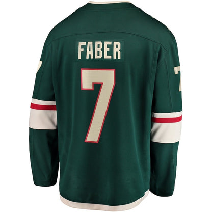 M.Wild #7 Brock Faber Fanatics Home Breakaway Player Jersey - Green Stitched American Hockey Jerseys