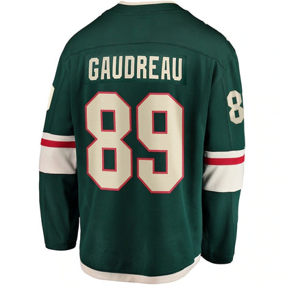 M.Wild #89 Frederick Gaudreau Fanatics Home Breakaway Player Jersey - Green Stitched American Hockey Jerseys
