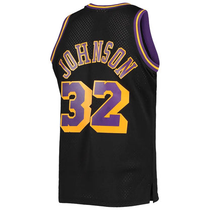 LA.Lakers #32 Magic Johnson Mitchell & Ness 1984-85 Hardwood Classics Reload 2.0 Throwback Swingman Jersey Black Stitched American Basketball Jersey