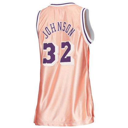 LA.Lakers #32 Magic Johnson Mitchell & Ness Women's 75th Anniversary Rose Gold 1984 Swingman Jersey Pink Stitched American Basketball Jersey