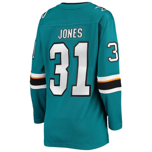 SJ.Sharks #31 Martin Jones Fanatics Branded Breakaway Home Team Player Jersey  Teal Stitched American Hockey Jerseys