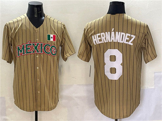 Mexico Baseball #8 Enrique Hernandez Tan 2023 World Baseball Classic Stitched Jersey