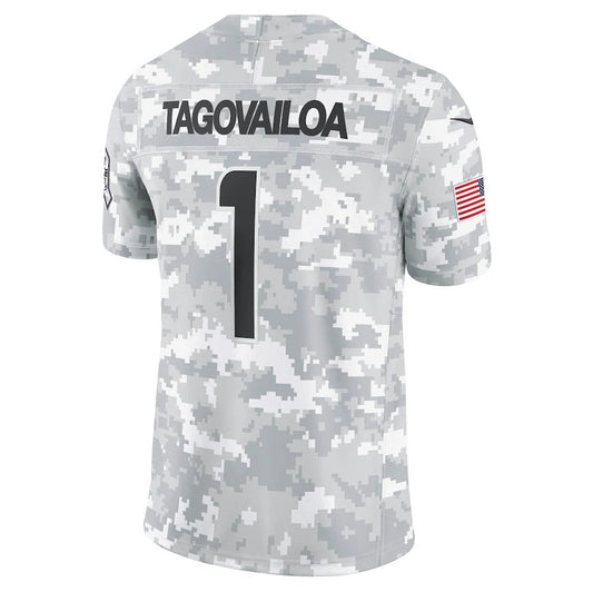M.Dolphins #1 Tua Tagovailoa Arctic Camo 2024 Salute to Service Limited Stitched American Football Jerseys