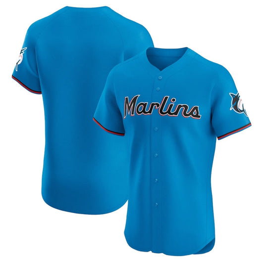 Miami Marlins Alternate Vapor Premier Elite Patch Jersey - Blue Stitched Baseball Jersey