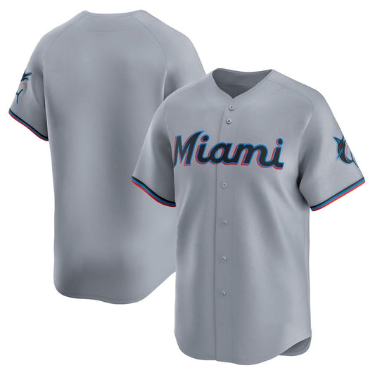 Miami Marlins Road Limited Jersey ¨C Gray Stitched Baseball Jersey