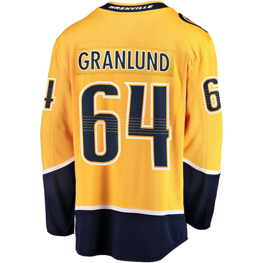 N.Predators #64 Mikael Granlund Fanatics Branded Replica Player Jersey  Gold Stitched American Hockey Jerseys