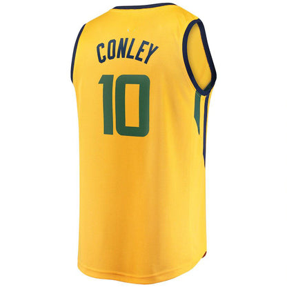 U.Jazz #10 Mike Conley Fanatics Branded Fast Break Replica Player Jersey  Gold Statement Edition Stitched American Basketball Jersey