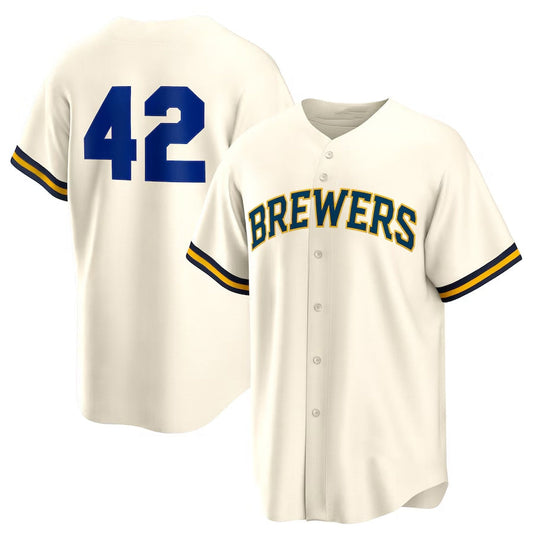 Milwaukee Brewers Home 2025 Jackie Robinson Day Replica Jersey - Cream Stitched Baseball Jersey