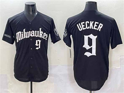Milwaukee Brewers #9 Bob Uecker Black 'Gothic 414 Shadows Edition' Vapor Premier Limited Stitched Baseball Jersey