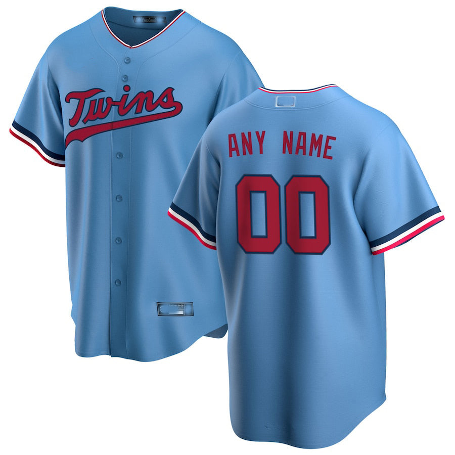 Custom Minnesota Twins Light Blue Alternate Replica Custom Jersey Baseball Jerseys