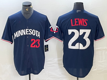Minnesota Twins #23 Royce Lewis Number 2023 Navy Blue Cool Base Stitched Baseball Jersey