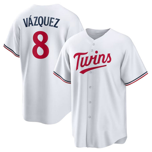 Minnesota Twins #8 Christian Vazquez Home Replica Jersey - White Stitched Baseball Jersey